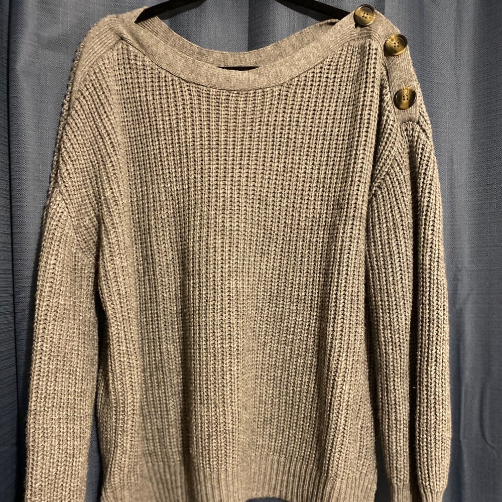Time & Tru Button Accent Sweater